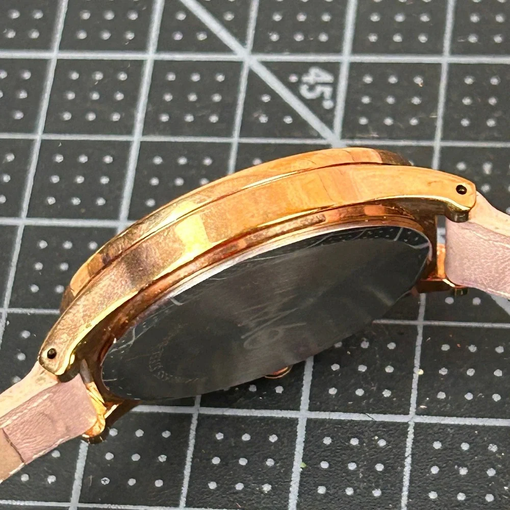 Nine West Womens Rose Gold Tone‎ Pink Leather Strap Watch NW/1660
